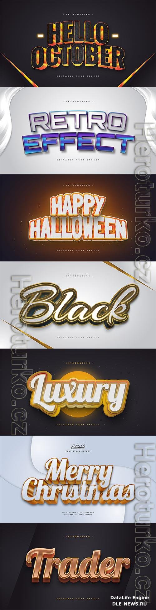 Set 3d editable text style effect vector vol 198