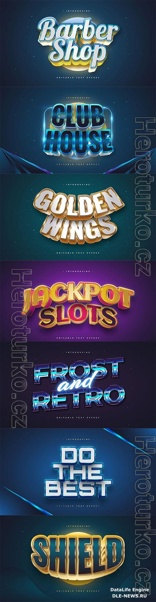 Set 3d editable text style effect vector vol 197