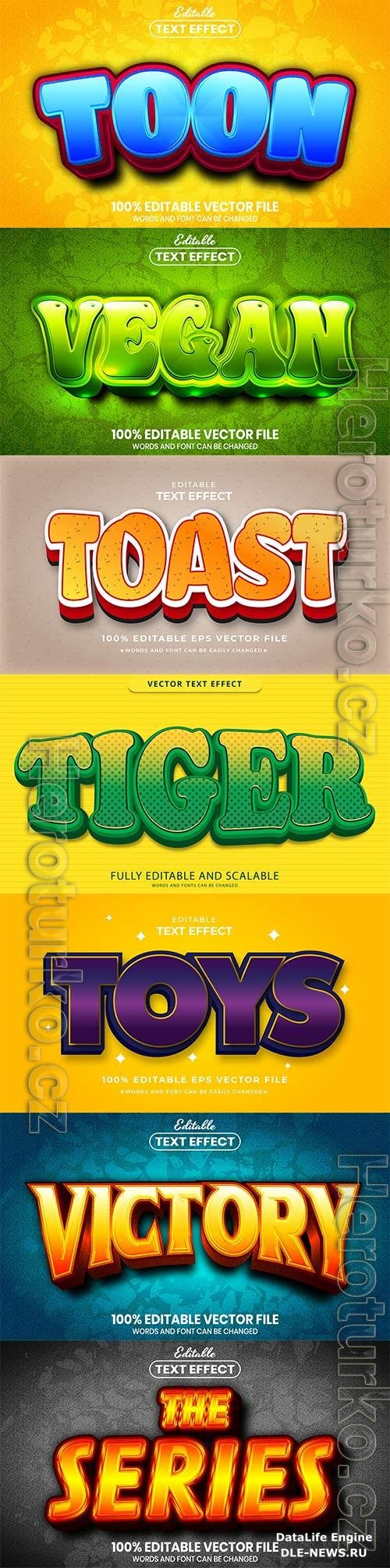 Set 3d editable text style effect vector vol 195