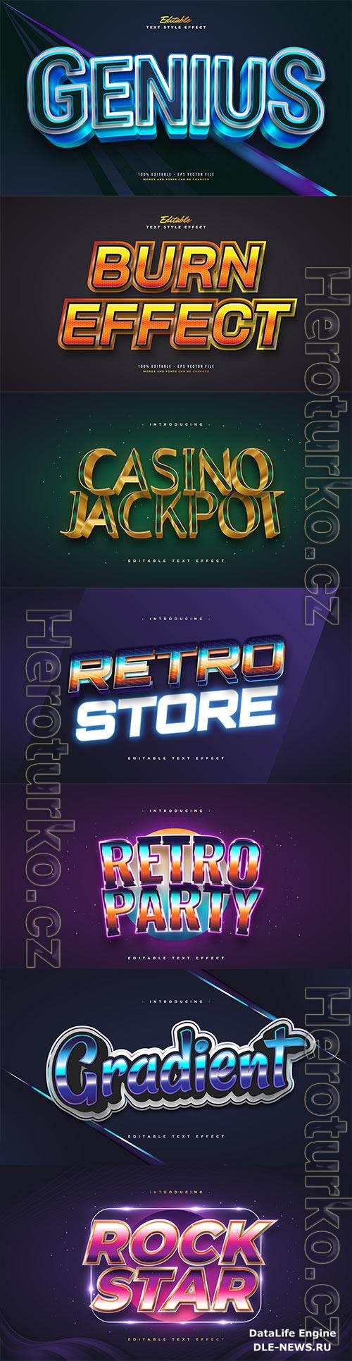 Set 3d editable text style effect vector vol 194