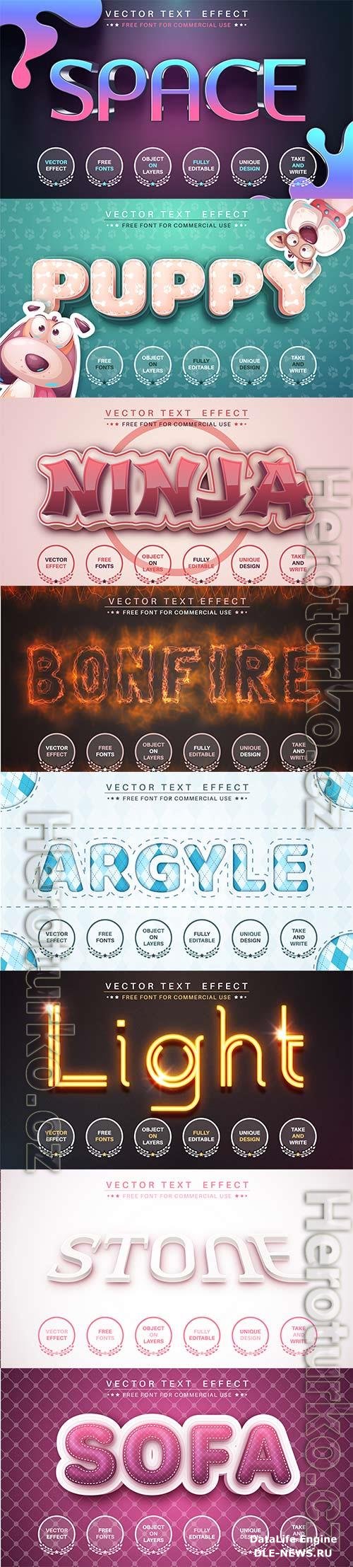 Set 3d editable text style effect vector vol 193