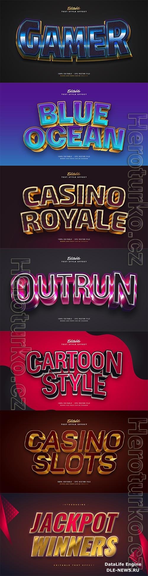 Set 3d editable text style effect vector vol 192