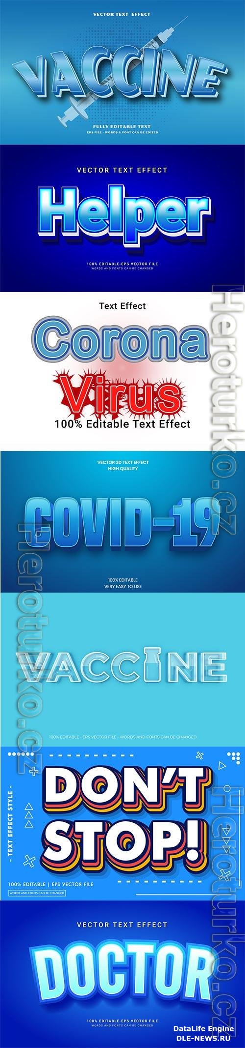 Coronavirus COVID-19, vaccine text style effect vector vol 191