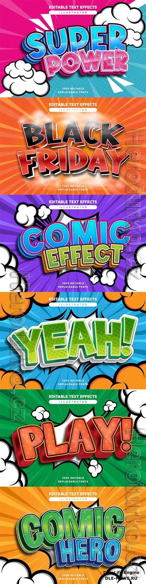 Comic style text effect editable in premium vector