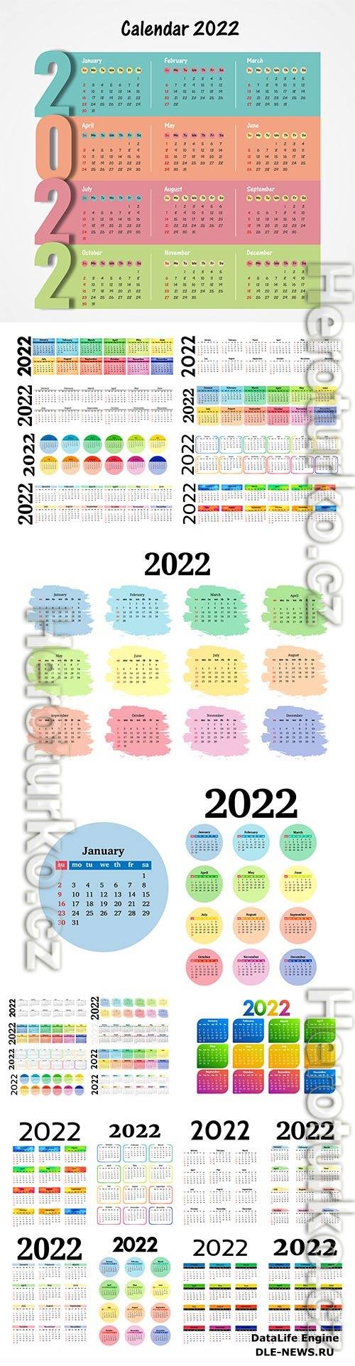 New year 2022 poster calendar design template vector