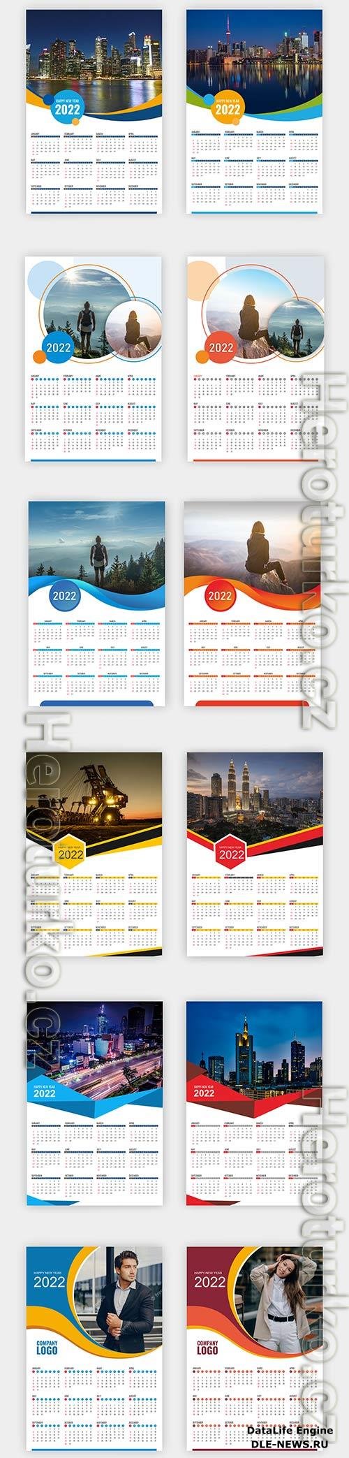 Calendar 2022 templates elegant premium vector