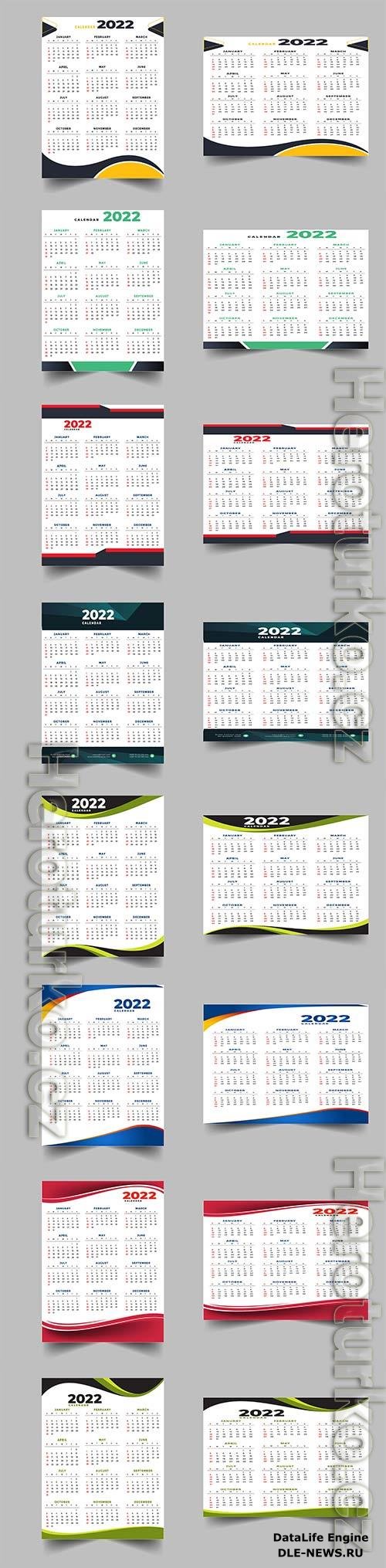 2022 calendar design template premium vector