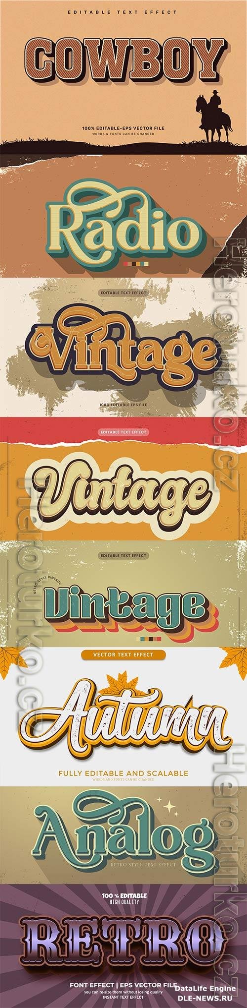 Set 3d editable text style effect vector vol 183