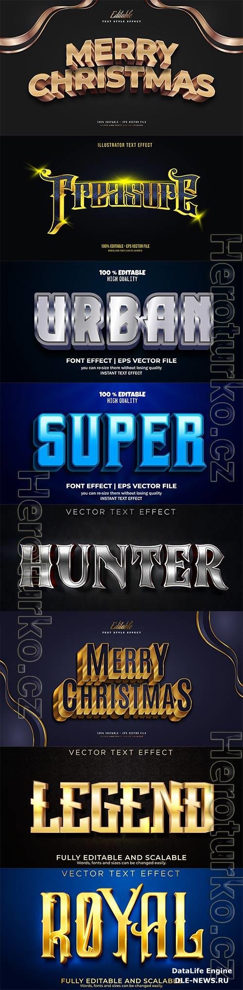 Set 3d editable text style effect vector vol 180