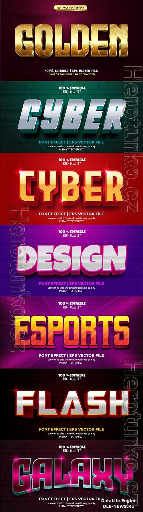 Set 3d editable text style effect vector vol 176