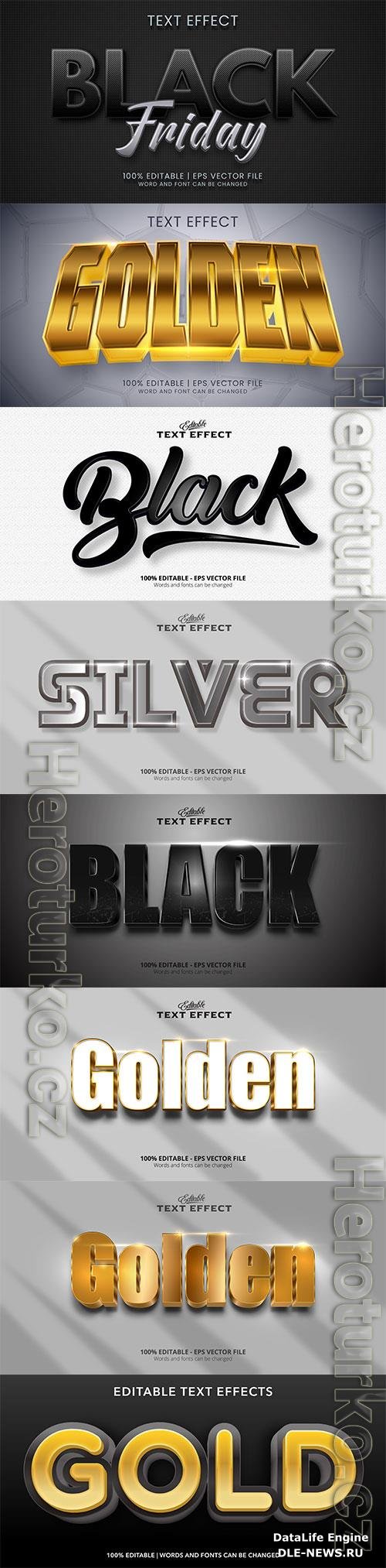 Set 3d editable text style effect vector vol 175