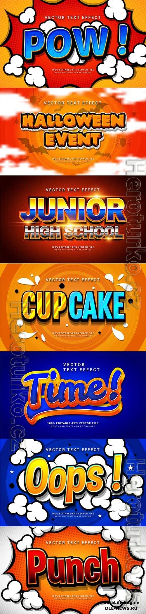 Set 3d editable text style effect vector vol 170