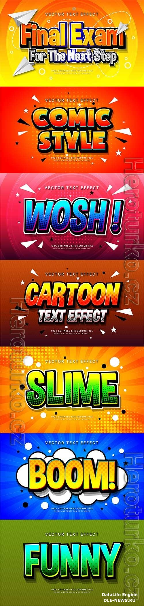 Set 3d editable text style effect vector vol 169