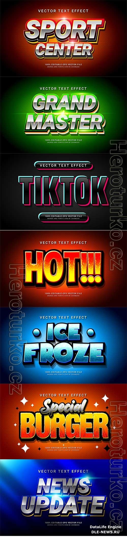 Set 3d editable text style effect vector vol 168