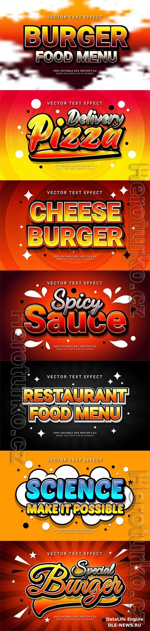 Set 3d editable text style effect vector vol 167