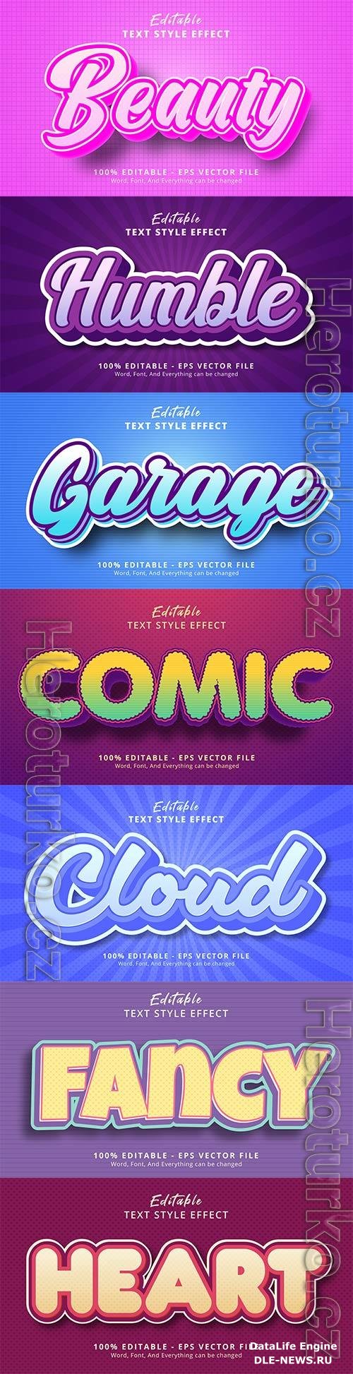 Set 3d editable text style effect vector vol 162