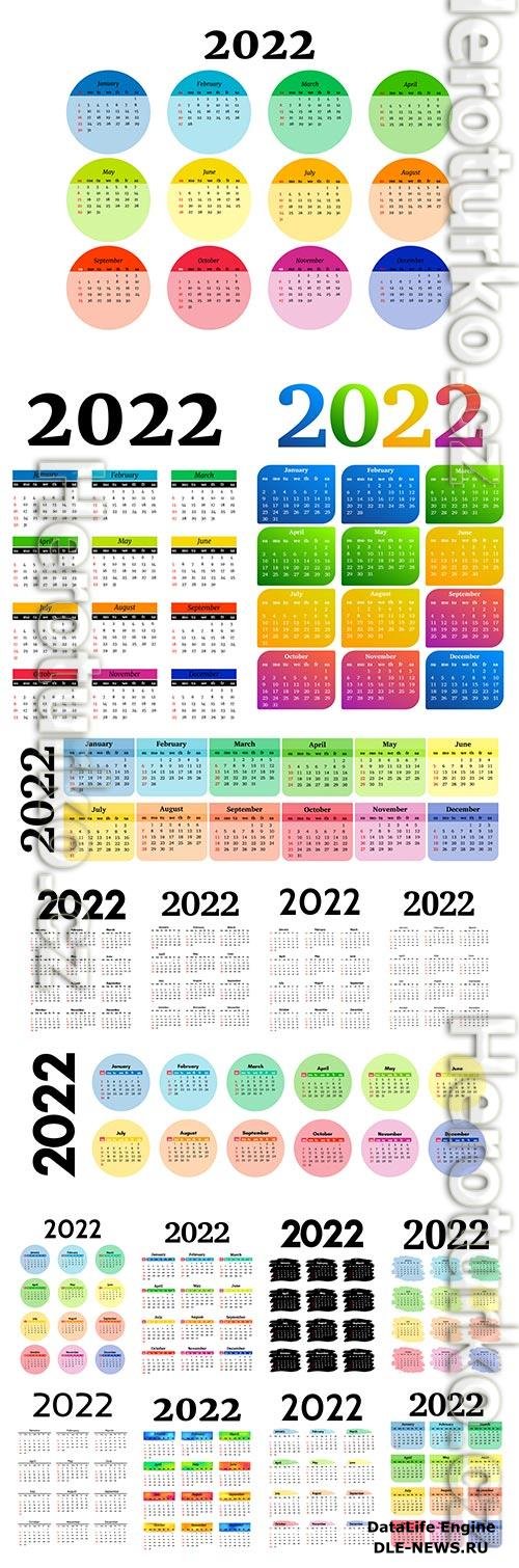 Calendars for 2022 vector design