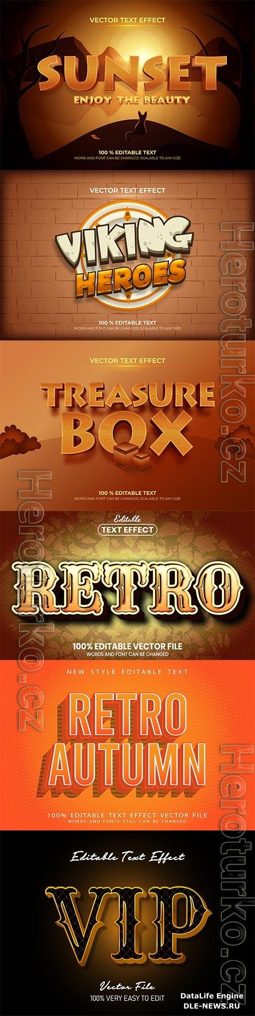 Set 3d editable text style effect vector vol 160