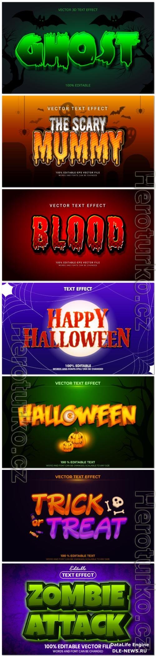 Set 3d editable text style effect vector vol 156