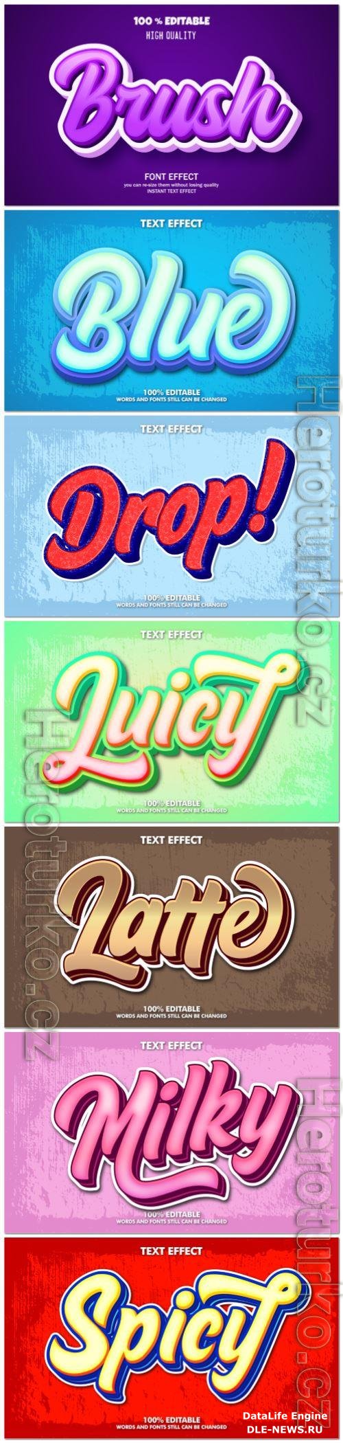 Set 3d editable text style effect vector vol 151