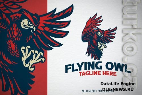 Flying Owl bird Logo Design