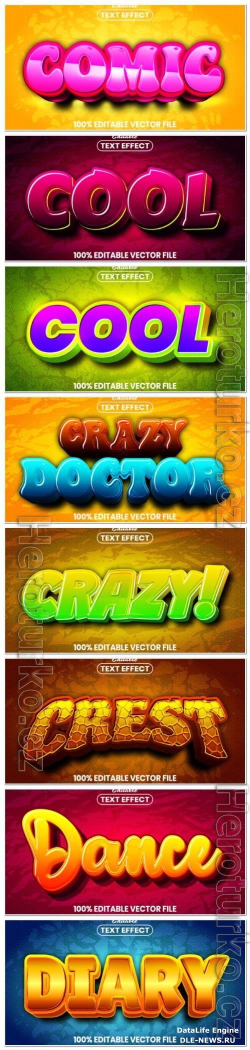 Set 3d editable text style effect vector vol 147