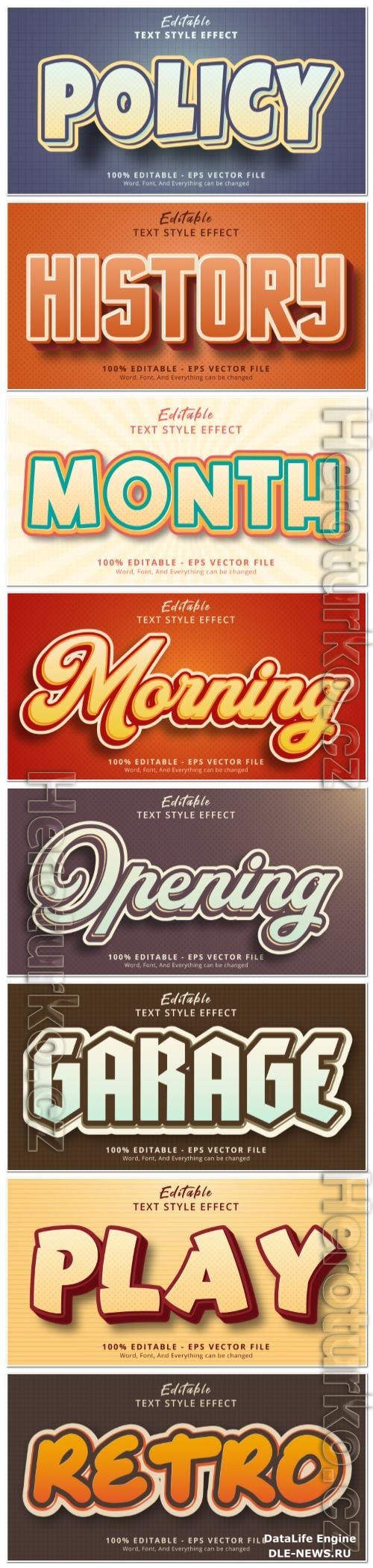 Set 3d editable text style effect vector vol 143