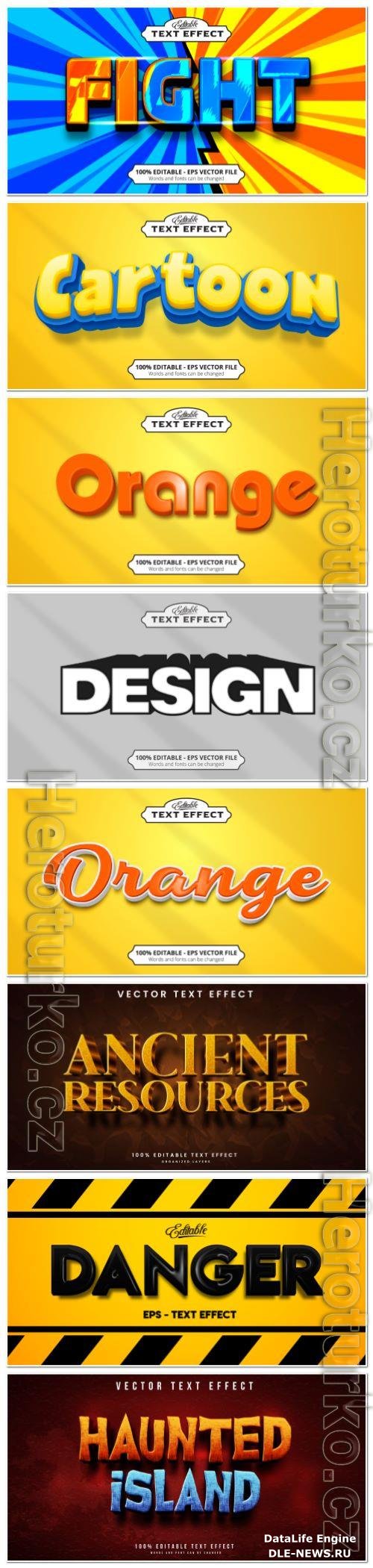 Set 3d editable text style effect vector vol 140