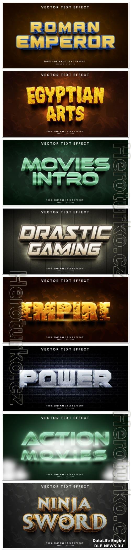 Set 3d editable text style effect vector vol 137