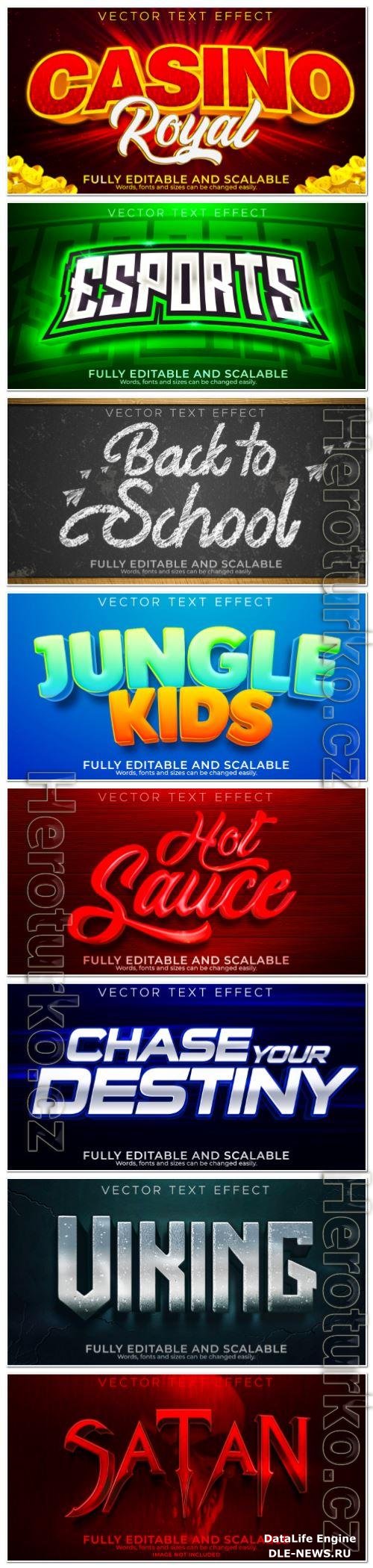 Set 3d editable text style effect vector vol 135