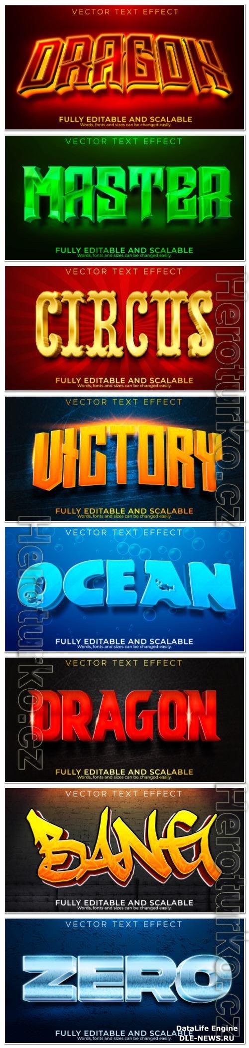 Set 3d editable text style effect vector vol 134