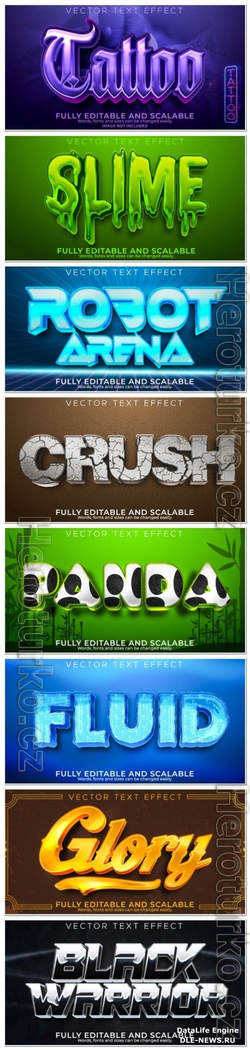 Set 3d editable text style effect vector vol 131