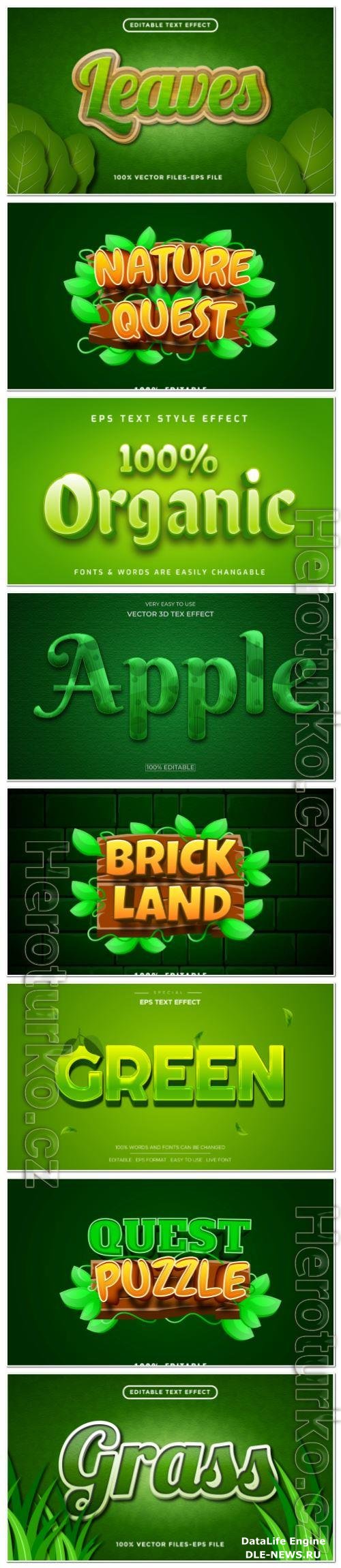 Set 3d editable text style effect vector vol 128