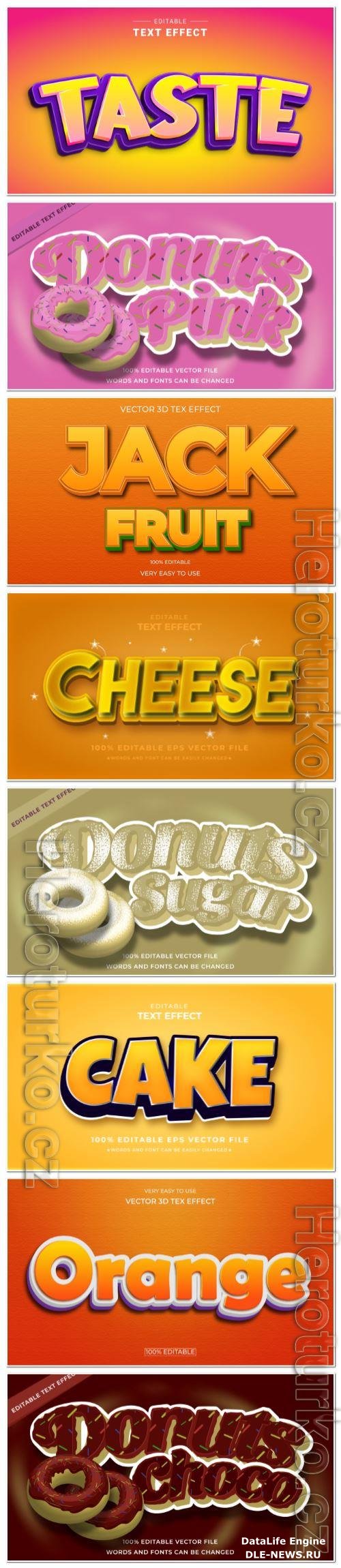 Set 3d editable text style effect vector vol 126