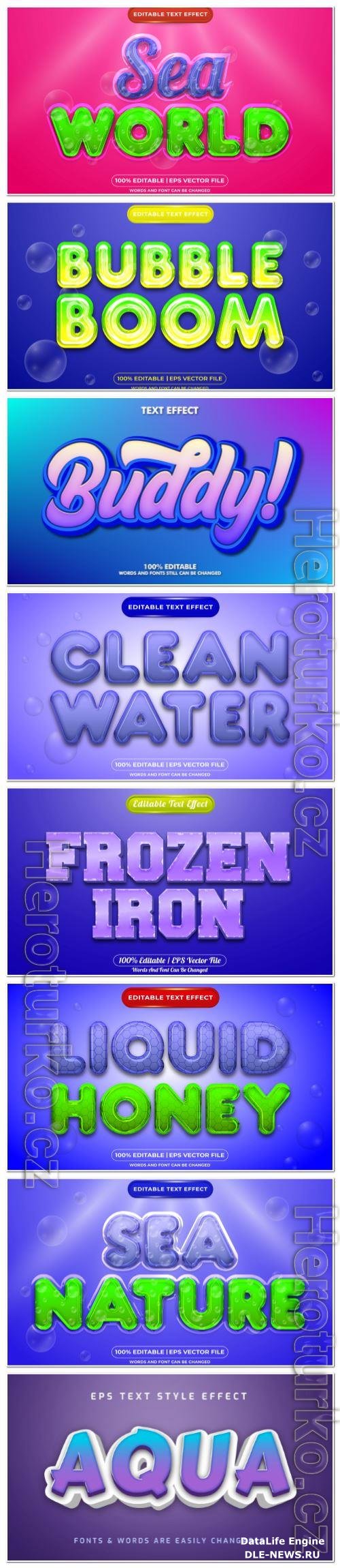 Set 3d editable text style effect vector vol 125