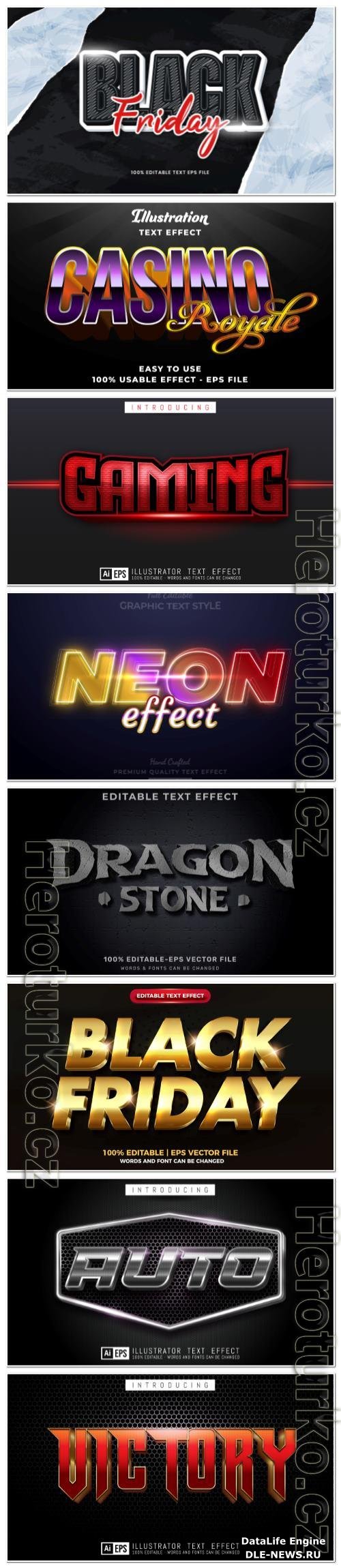 Set 3d editable text style effect vector vol 124