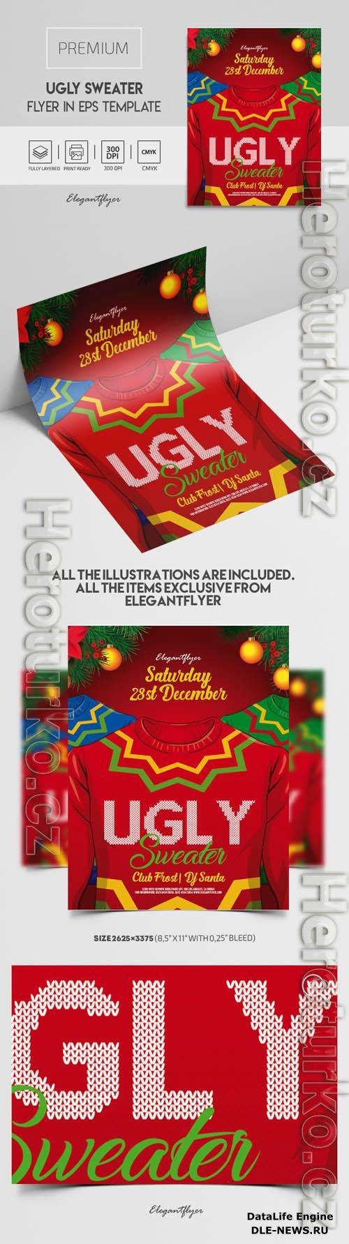 Ugly Sweater Premium Vector Flyer EPS Template