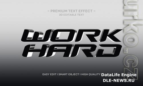 Work hard 3d text effect template Premium Psd