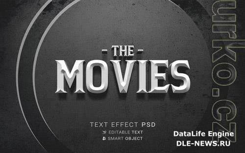 Text effect the end old movie psd design