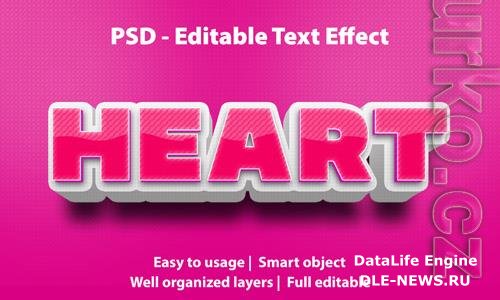 Editable text effect heart premium Premium Psd