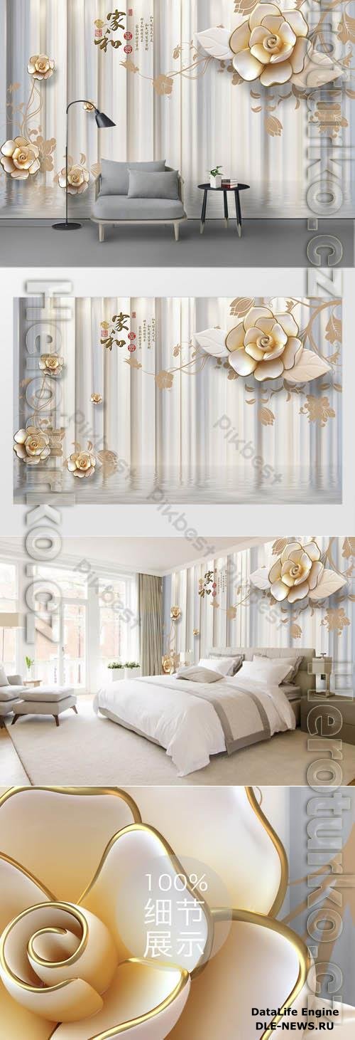 Embossed plum blossom elegant 3d tv background wall