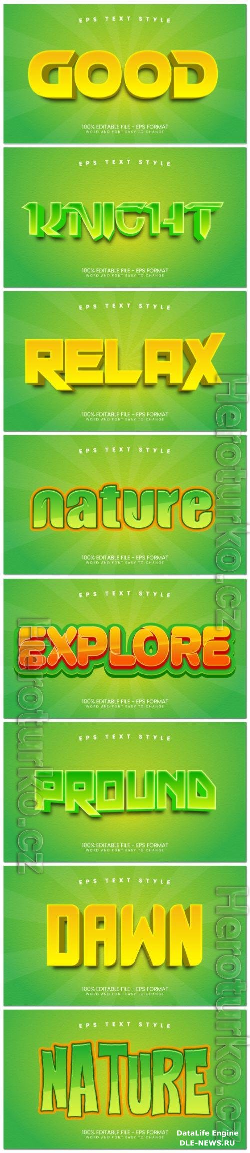 Set 3d editable text style effect vector vol 101