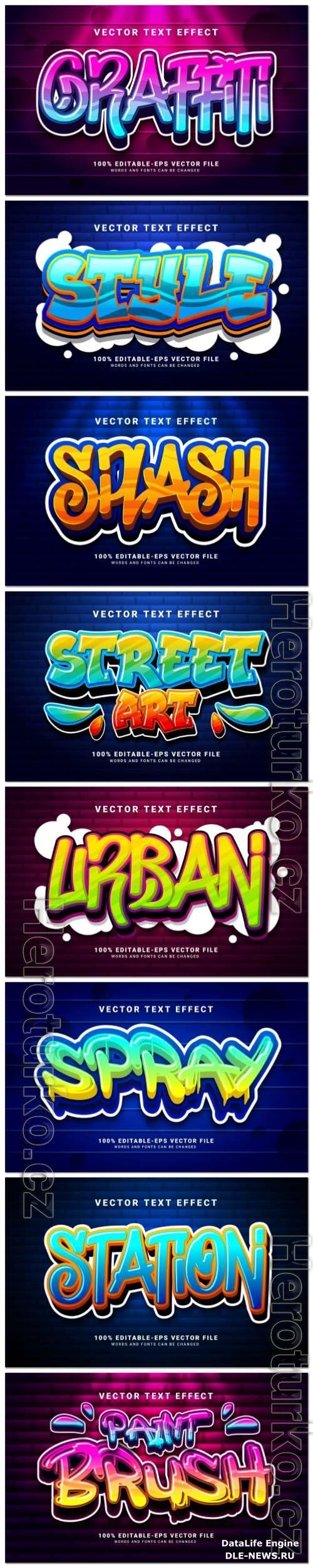 Set 3d editable text style effect vector vol 95