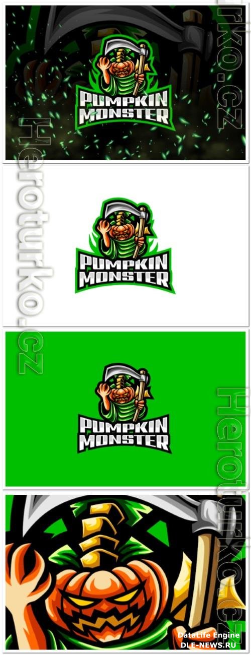 Pumpkin Monster E-Sport and Sport Logo Template