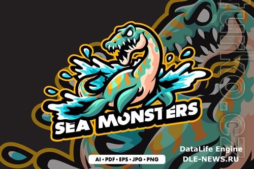 Sea Monster Mascot logo