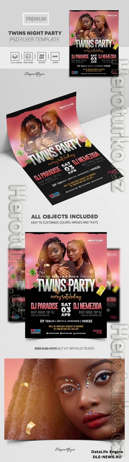 Twins Night Party Premium PSD Flyer Template