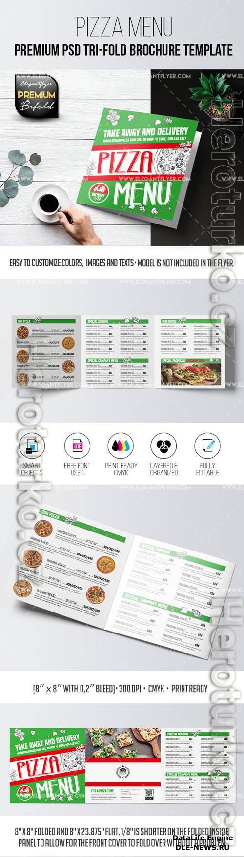 Pizza Menu Tri Fold Brochure PSD Template