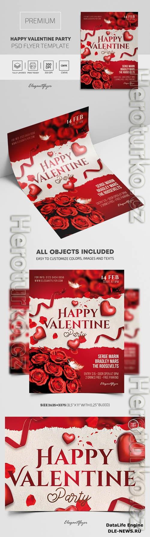 Happy Valentine Party Premium PSD Flyer Template