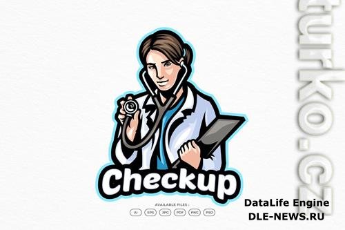 Doctor logo, medical nurse examining the health of patients design template