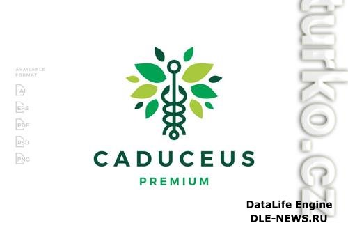 Caduceus Leaf Logo design template